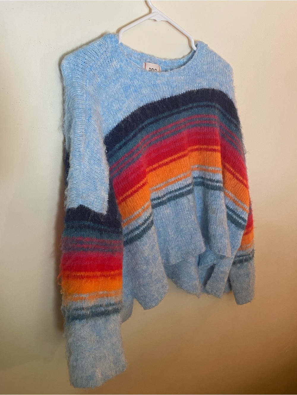 BDG Cozy Sky Blue Stripe Mohair-Blend Sweater